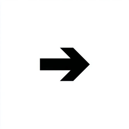 This minimalist black arrow graphic pointing right on a white background serves as a versatile design element suitable for communication and navigation.の素材