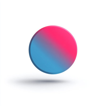 A captivating circular shape featuring a smooth gradient of blue and pink hues. It floats in a minimalistic white space, emphasizing a modern design and visual appeal.の素材