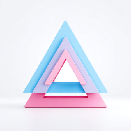 This image features a harmonious arrangement of colorful geometric shapes in soft pastel tones, showcasing an abstract design that embodies modern aesthetics and creativity.の素材