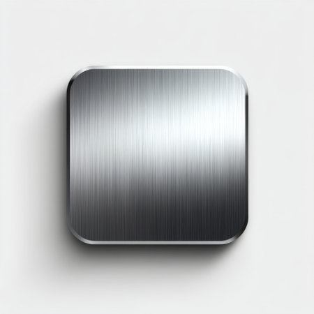 This image features a polished metallic square with a smooth texture, ideal for backgrounds and design projects, exuding modern elegance and quality.の素材