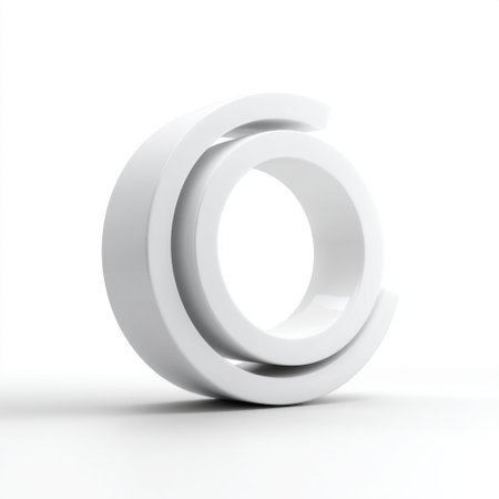 This abstract image features interlocking circular shapes in a pristine white finish, blending modern aesthetics with minimalism in an engaging 3D design.の素材
