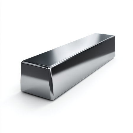 This image showcases a polished metal bar featuring a reflective surface, ideal for design and industrial themes, symbolizing modern elegance and quality.の素材