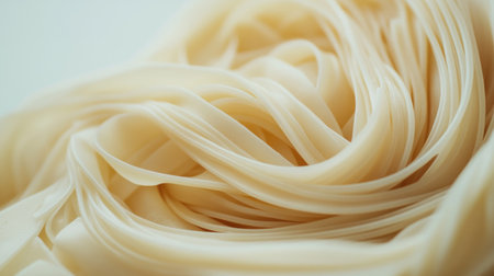 A delightful close-up view of spaghetti alle vongole, showcasing the creamy texture and elegant strands of pasta. Perfect for culinary use or food photography.の素材