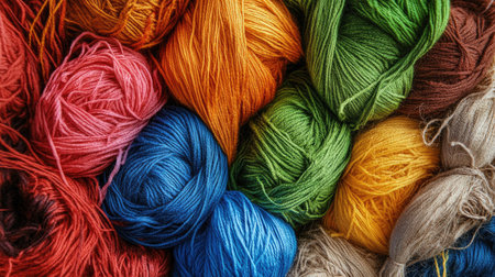 Discover a vibrant collection of colorful yarn, perfect for various crafting projects. Ideal for knitting, crocheting, or any creative endeavor.の素材