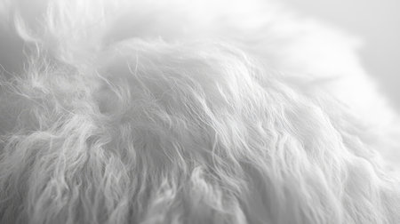 A close-up view of soft and fluffy white fur, showcasing its delicate texture and gentle appearance. This serene image brings a warm and cozy feeling, perfect for various design needs.の素材