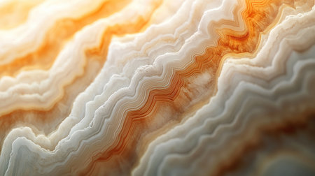 Discover the intricate beauty of onyx showcasing warm orange and white layers. This close-up captures the unique textures and patterns, perfect for various creative projects.の素材