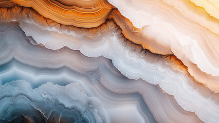 Explore the stunning abstract patterns of agate stone in warm tones. This image showcases the natural beauty and intricate textures found in geological formations.の素材