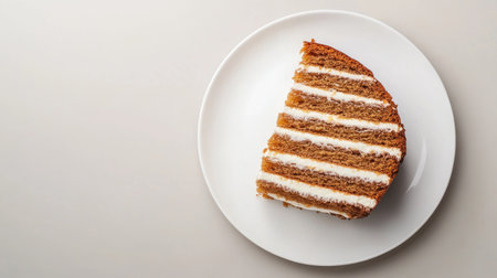 A top view of a traditional Russian honey cake featuring distinct layers of honey and cream frosting. Perfect for dessert lovers seeking authentic flavors.の素材