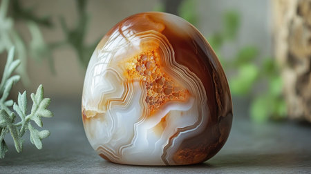 A stunning agate stone featuring intricate patterns and warm colors, ideal for use in dの素材