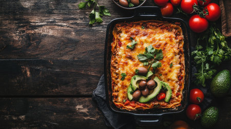 A beautiful gluten-free chicken and bean casserole showcasing vibrant ingredients. This dish is perfect for healthy eating and comfort food cravings.の素材