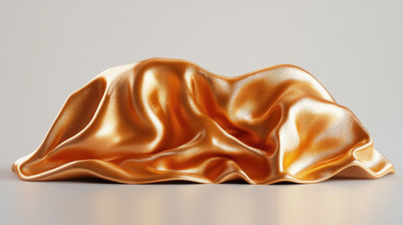 A stunning representation of smooth, undulating golden fabric rendered in 3D. The elegant texture and shiny surface create a luxurious and artistic visual experience.の素材