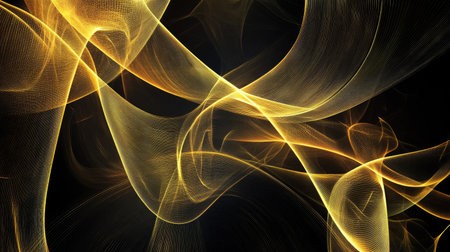 A stunning abstract design of golden metallic lines weaving in rhythmic patterns. The smooth flow and luminous quality create an elegant visual suitable for modern themes.の素材