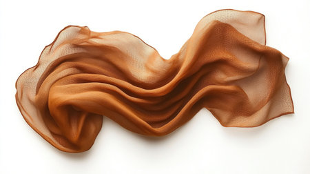A beautifully draped fabric in warm brown tones, showcasing its elegant texture and flow. Ideal for fashion or decorative design projects.の素材