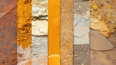 A vibrant collection of earth tones showcasing various natural textures and materials. Ideal for artistic, design, and nature-related projects.の素材