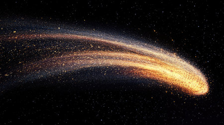 Stunning abstract artwork featuring a comet with swift lines against a cosmic background, showcasing light and particles in a mesmerizing display of motion and beauty.の素材