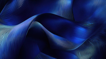 A mesmerizing abstract image featuring flowing blue waves with intricate lines, creating a serene and modern aesthetic perfect for backgrounds or designs.の素材