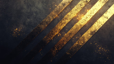 This captivating abstract image features luxurious gold lines shimmering against a dark background, creating an elegant and modern composition suitable for various themes.の素材