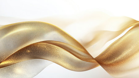 This stunning abstract background features flowing gold waves with a soft texture, creating a luxurious and elegant visual. Perfect for modern design projects.の素材