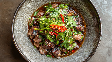 Experience the vibrant flavors of a chicken and beef green curry, showcasing fresh herbs and spices that elevate any dining occasion to gourmet perfection.の素材