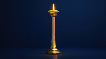 A stunning golden candle holder featuring a flickering flame, perfect for adding warmth and elegance to any space, ideal for interior decor and ambiance.の素材