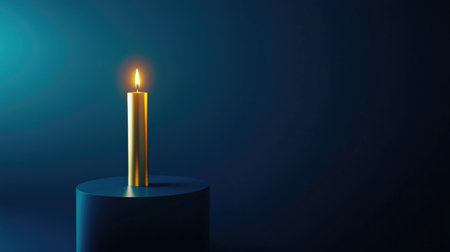 A serene composition featuring a single elegant candle glowing softly in a dark setting. Perfect for conveying warmth and tranquility in various themes.の素材