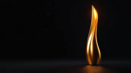 A stunning gold sculpture emitting a warm glow, perfect for modern decor. Its elegant curves and smooth finish enhance any interior space.の素材