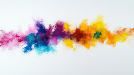 A stunning explosion of vibrant colors creates an artistic abstract design against a clean white background, perfect for creative projects and modern decor.の素材