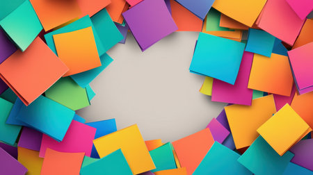 A vibrant background filled with colorful sticky notes creates a playful and dynamic space ideal for creative projects and organizational themes.の素材