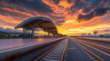 Experience a stunning sunset view over Laos and China with vibrant colors illuminating the sky. This captivating landscape highlights tranquility and beauty.の素材