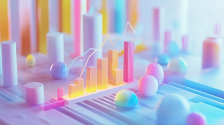 A D business chart with a dynamic upward arrow, percentage increase, and financial success trends.の素材