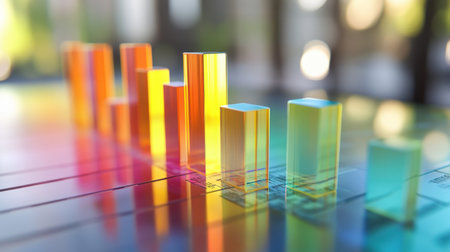 A detailed financial report featuring a bar chart illustrating quarterly earnings and company growth.の素材
