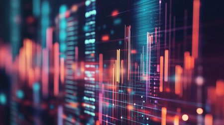 A close-up of a business bar chart in a presentation slide, illustrating performance data across multiple sectors.の素材