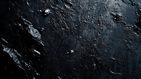 Water droplets on a dark textured surface, creating a contrast of light and shadow that adds elegance and depth to the background.の素材