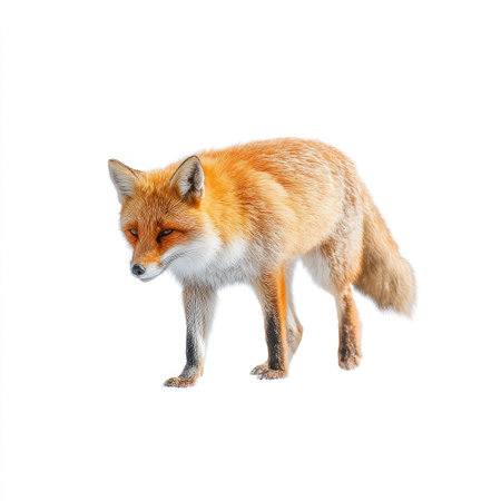 A striking red fox is captured in a moment of curiosity, perfect for showcasing wildlife beauty and grace. Ideal for nature enthusiasts and animal lovers alike.の素材