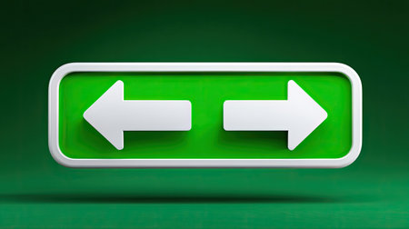 This image features modern directional arrows set against a vibrant green background, ideal for projects needing clear navigation or movement representation in design contexts.の素材