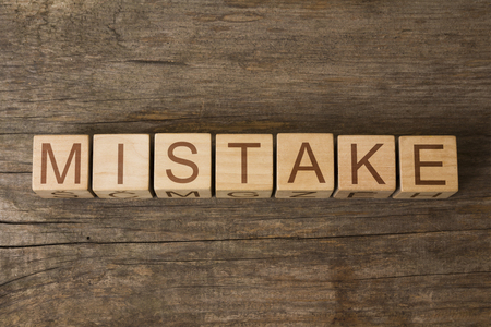 MISTAKE word written on a wood blocksの写真素材