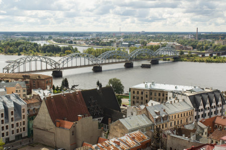 Panoramic view of the city of Riga, Latvia.