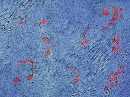 Music notes on a blue background  の写真素材