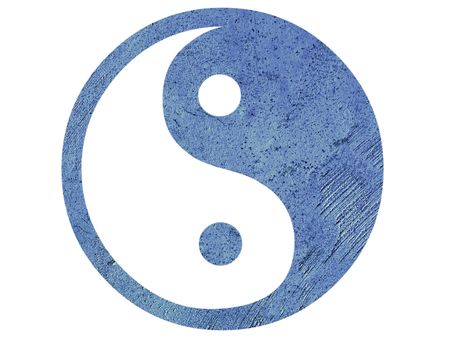 Isolated blue grunge Yin Yang symbol     の写真素材
