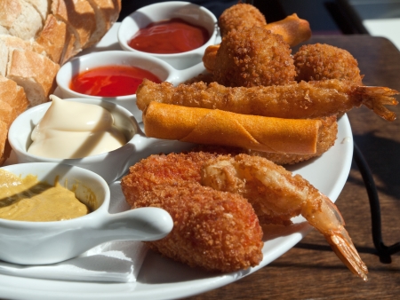 Fingerfood on a plateの写真素材