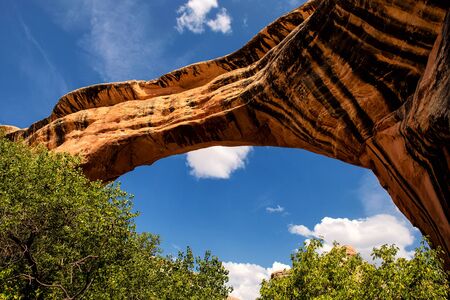 Natural Bridges National Monument: Sipapu Bridge seen from underneath with copy space under and over the bridgeの写真素材