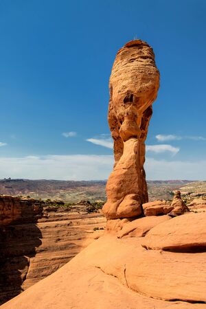 Side view of Delicate Arch at Arches National Park, Utah, USAの写真素材