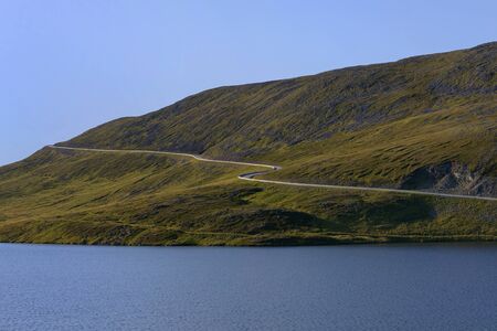 Road to Nordkapp (Norway): Empty street on Magerøya Island leading directly to Nordkapp (North Cape)の写真素材