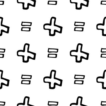 Seamless pattern with hand drawn mathematics. Doodle style vector illustration isolated on white background. For interior design, wallpaper, packaging, posters, cards.のイラスト素材