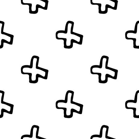 Seamless pattern with hand drawn plus. Doodle style vector illustration isolated on white background. For interior design, wallpaper, packaging, posters, cards.のイラスト素材