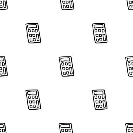 Seamless pattern with hand drawn Ñalculator. Doodle style vector illustration isolated on white background. For interior design, wallpaper, packaging, posters, cards.のイラスト素材