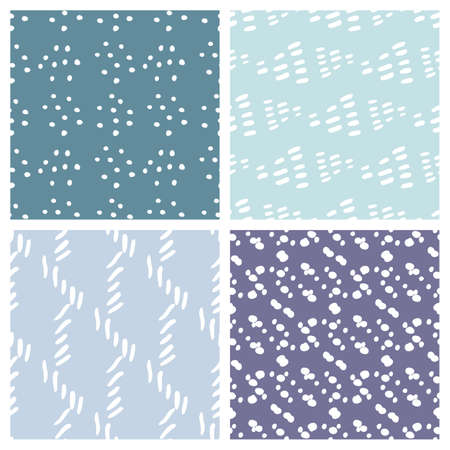 Hand drawn seamless pattern collection. Vector abstract textures isolated on colored background. For wallpaper, packaging, posters, cards or other design.のイラスト素材
