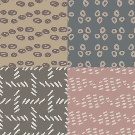 Hand drawn seamless pattern collection. Vector abstract textures isolated on colored background. For...