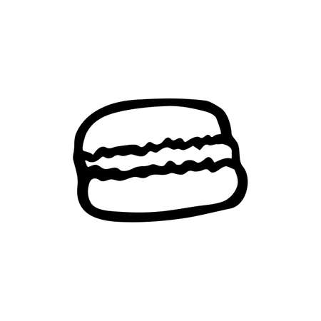 Hand drawn doodle style macaron in vector. Isolated illustration on white background. For graphic and web designのイラスト素材