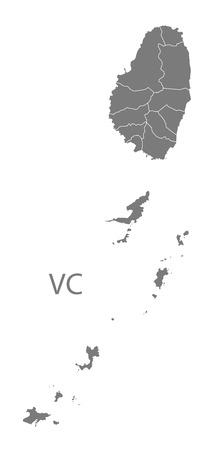 Saint Vincent and the Grenadines map in grayのイラスト素材